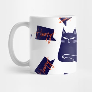 Blue hungry cat - version 2 Mug